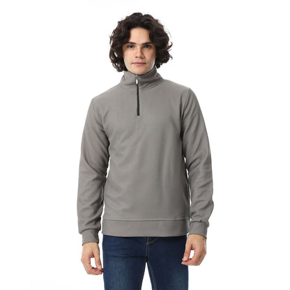 Quarter Zipper Ribbed Sweatshirt