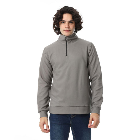 Quarter Zipper Ribbed Sweatshirt