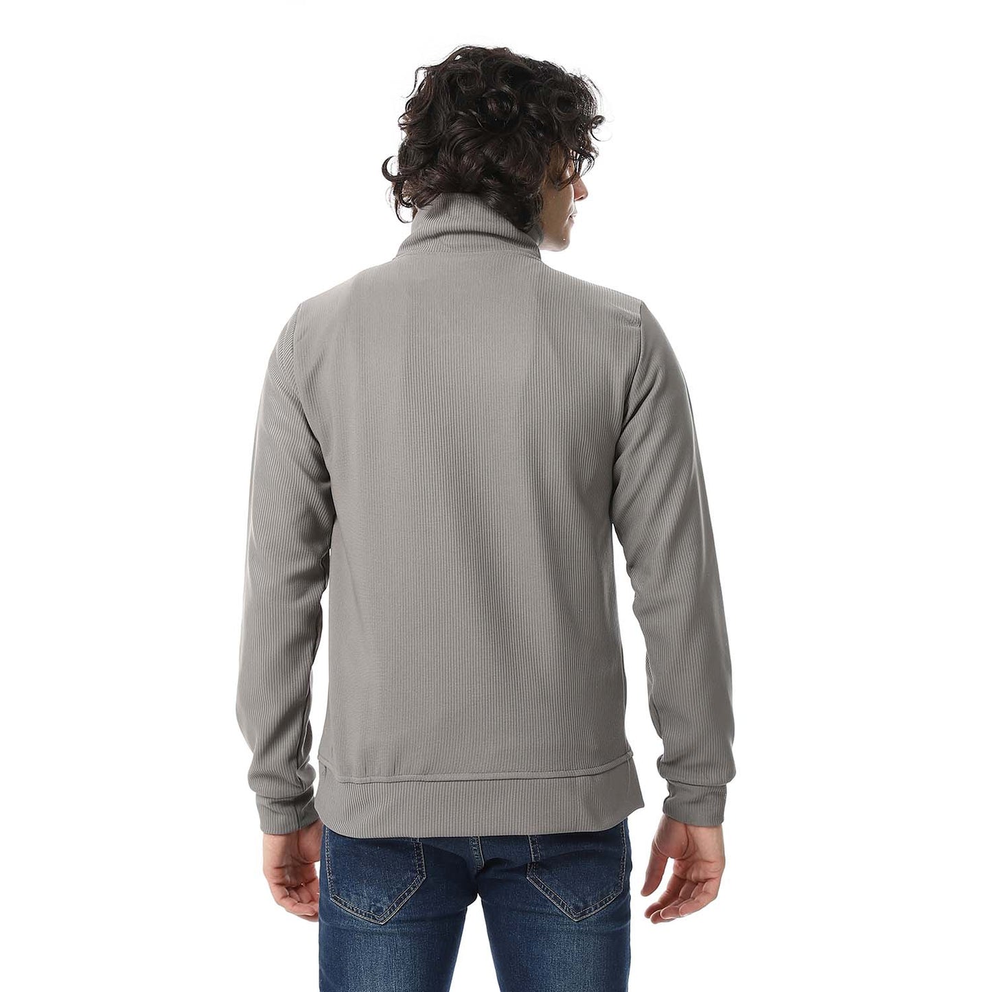 Quarter Zipper Ribbed Sweatshirt