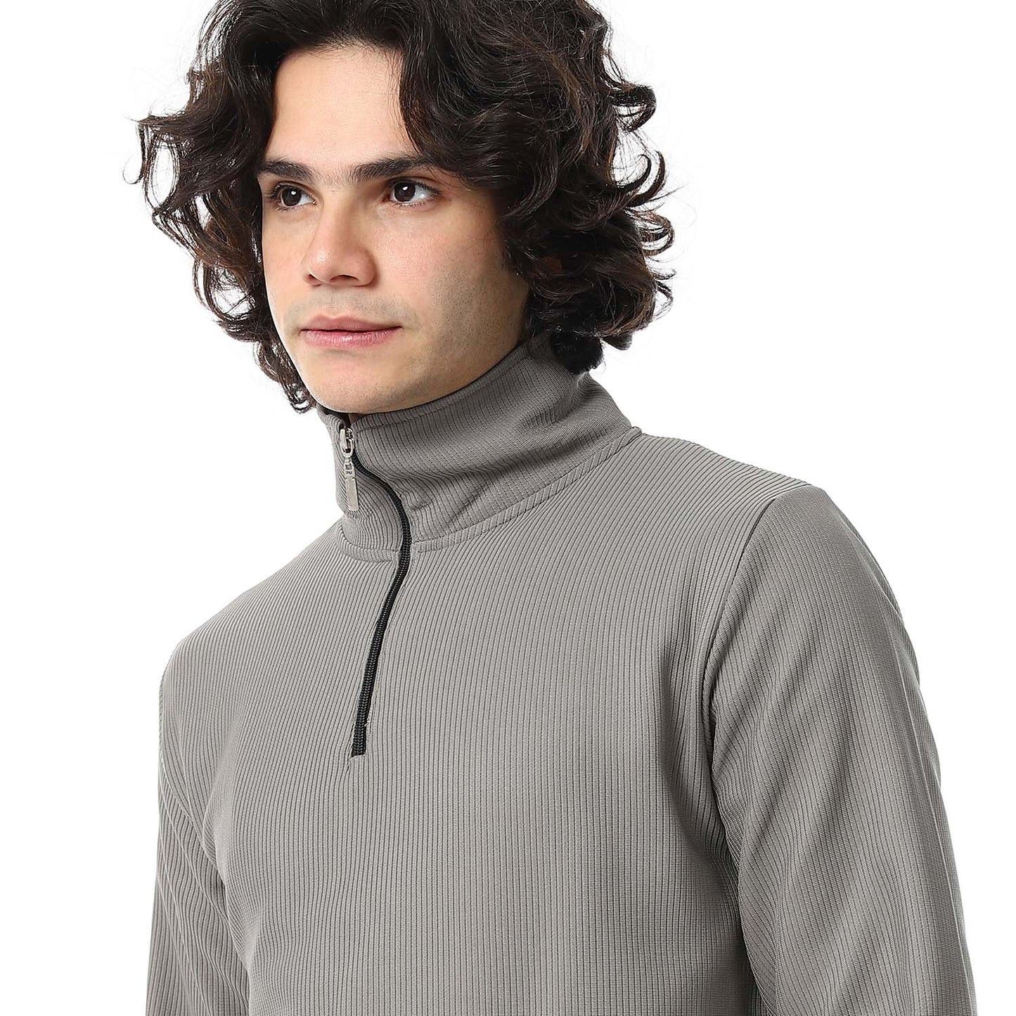 Quarter Zipper Ribbed Sweatshirt