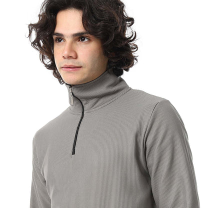 Quarter Zipper Ribbed Sweatshirt