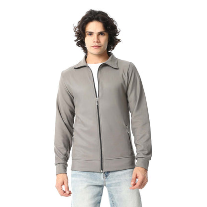 Full Zipper Ribbed Sweatshirt