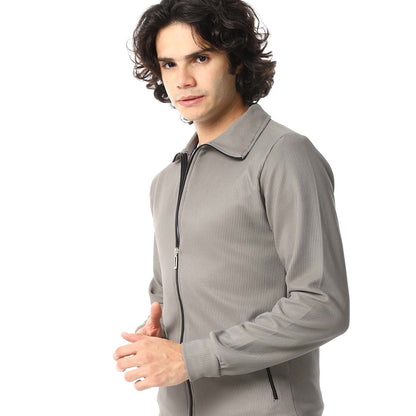 Full Zipper Ribbed Sweatshirt