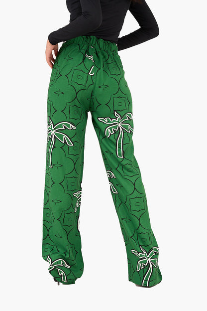 Palm Printed Green Pants