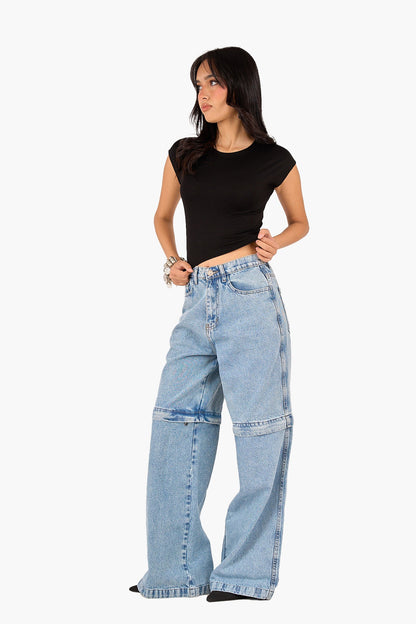 بلوزة فيسكوز قصيرة برقبة دائرية