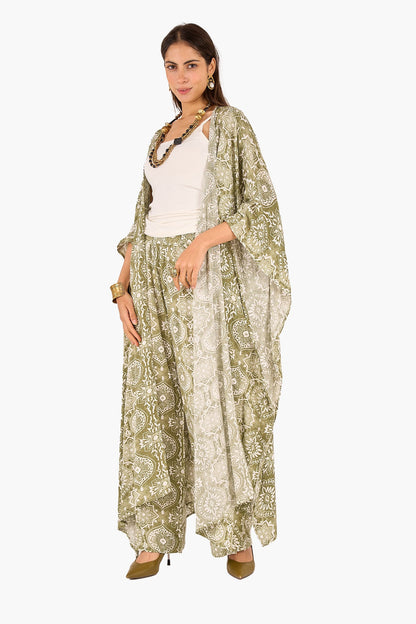 Olive Printed Tencel Pants