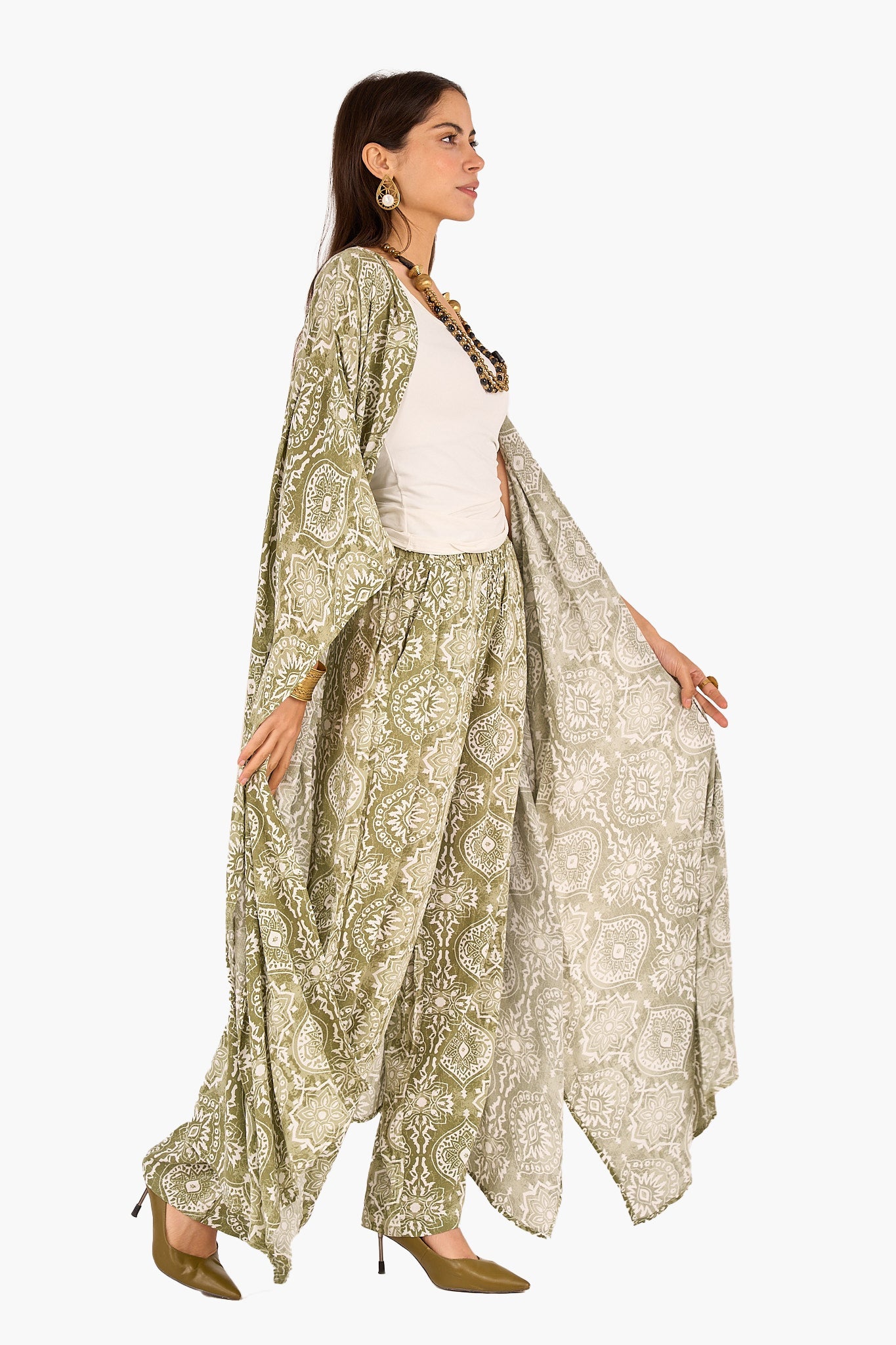 Olive Printed Kimono