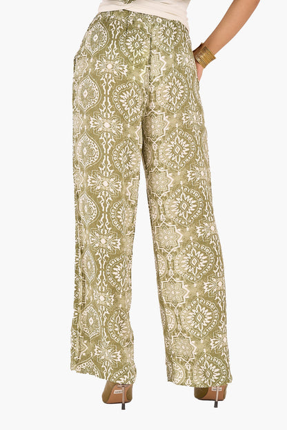 Olive Printed Tencel Pants