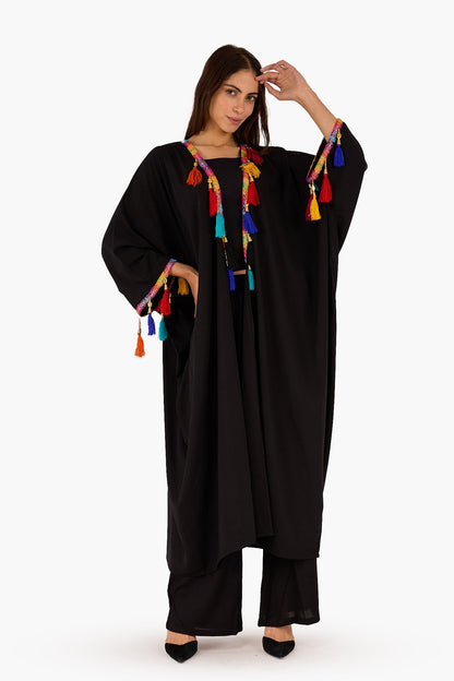 Kimono with Colorful Tassels