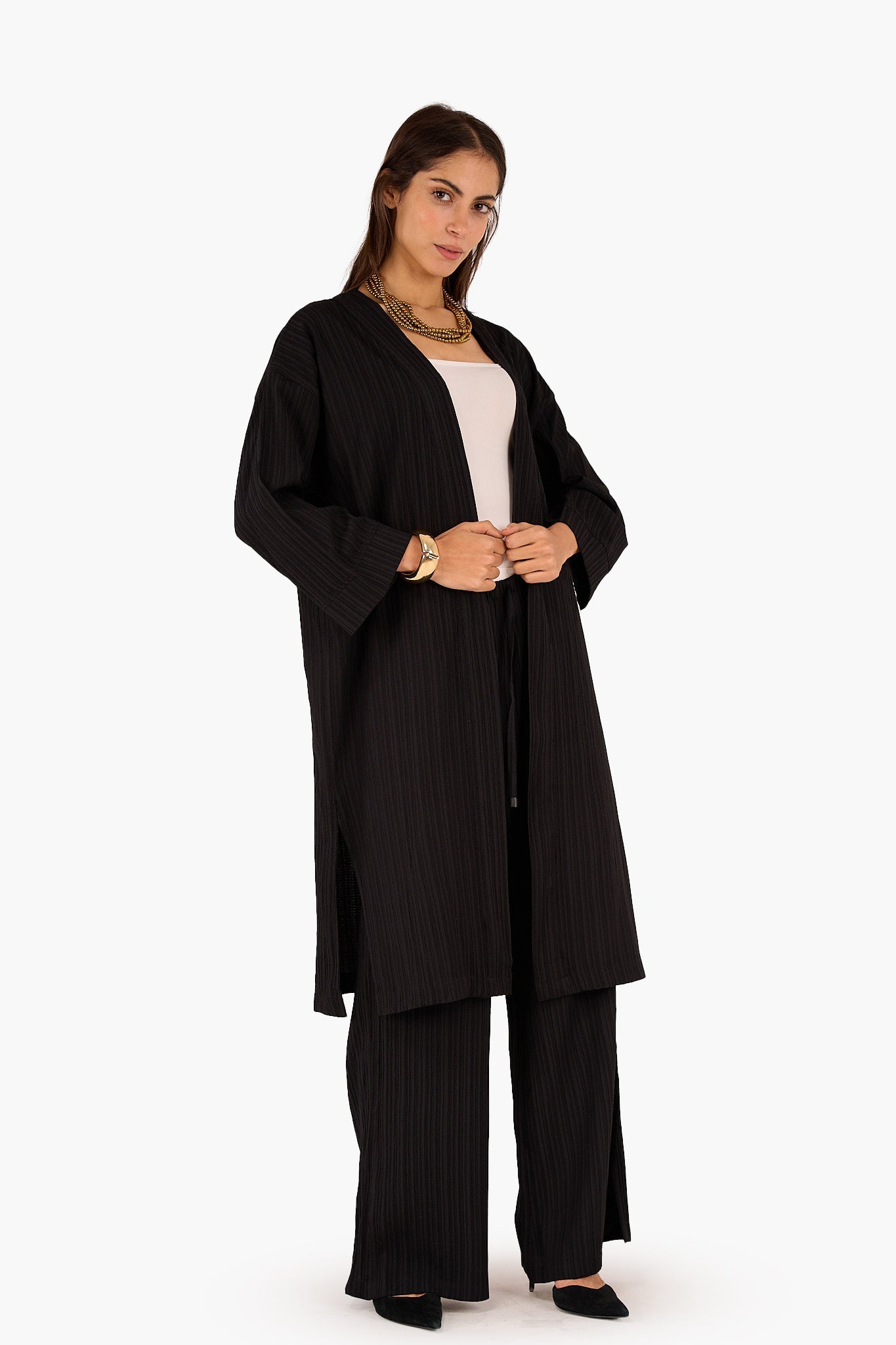 Textured Pattern Midi Kimono