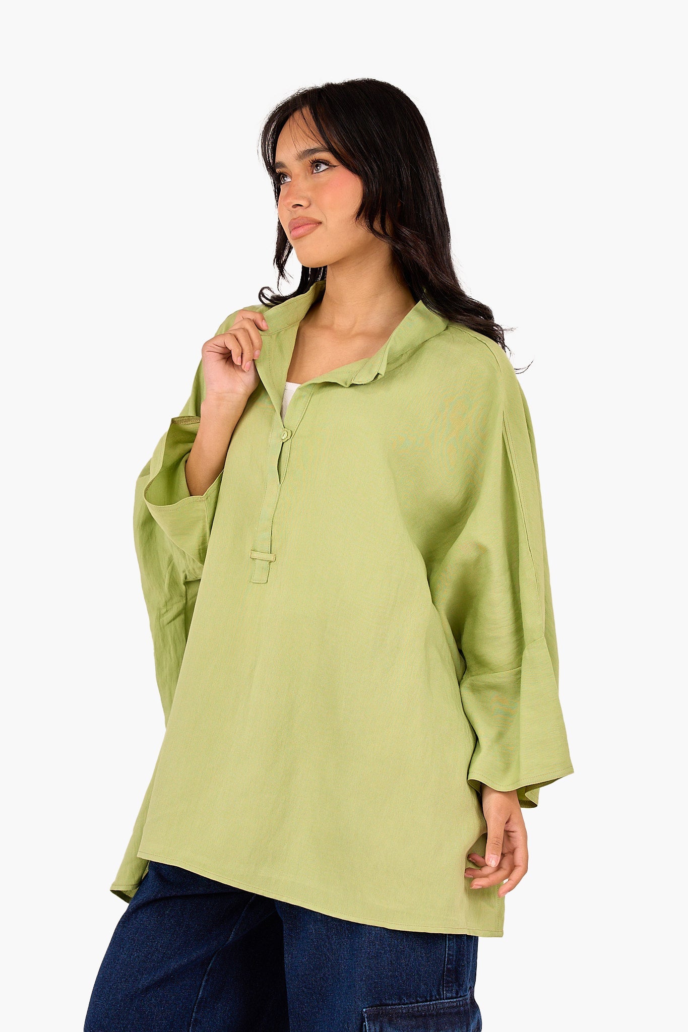 Half Placket Oversized Blouse