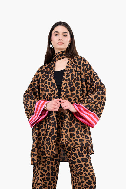 Leopard Print Tencel Kimono
