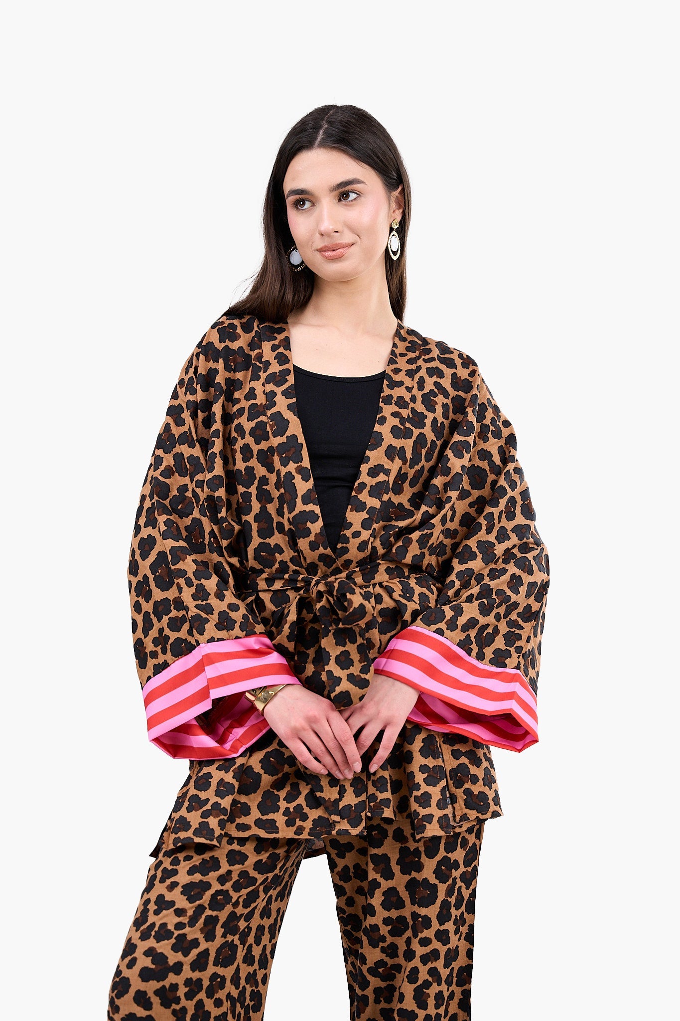 Leopard Print Tencel Kimono