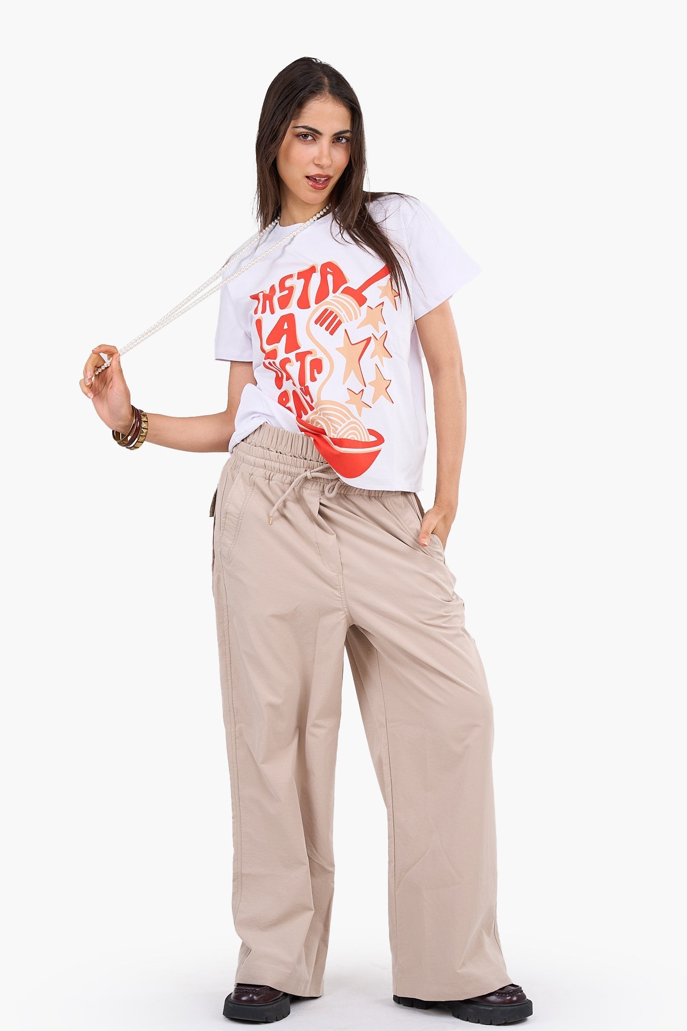 Pasta-Themed Printed T-Shirt