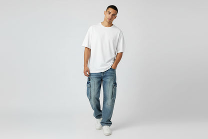 بنطلون كارجو واسع أخضر باهت