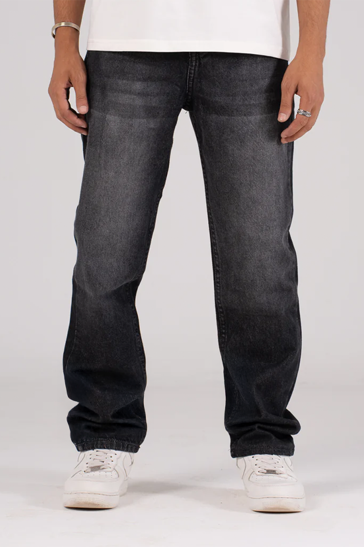 Faded Black Straight leg Pants