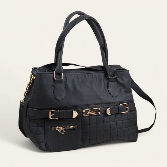 Black Side Zipper Pocket Handbag