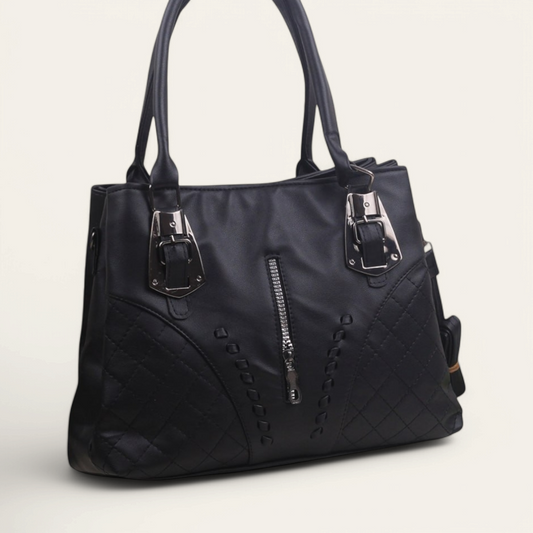 Black Classic Handbag with Extra Strap