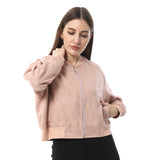 Cashmere Suede Zip-up High-Hip Jacket