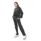 Black Casual Zip-up Jacket & Pants Set