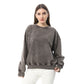 Brown Ribbed Cuffs Cotton Sweatshirt