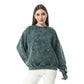 Olive Ribbed Cuffs Cotton Sweatshirt