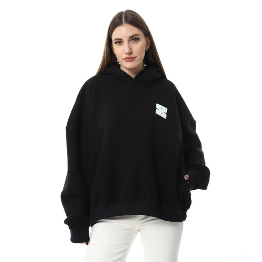 Black Back Printed Oversized Hoodie