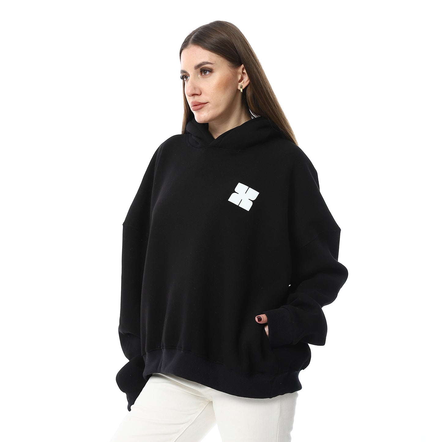 Black Back Printed Oversized Hoodie