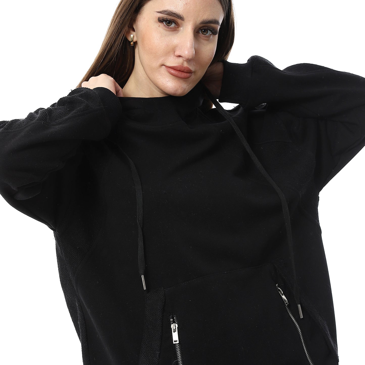 Black Hoodie with Zipper Pockets