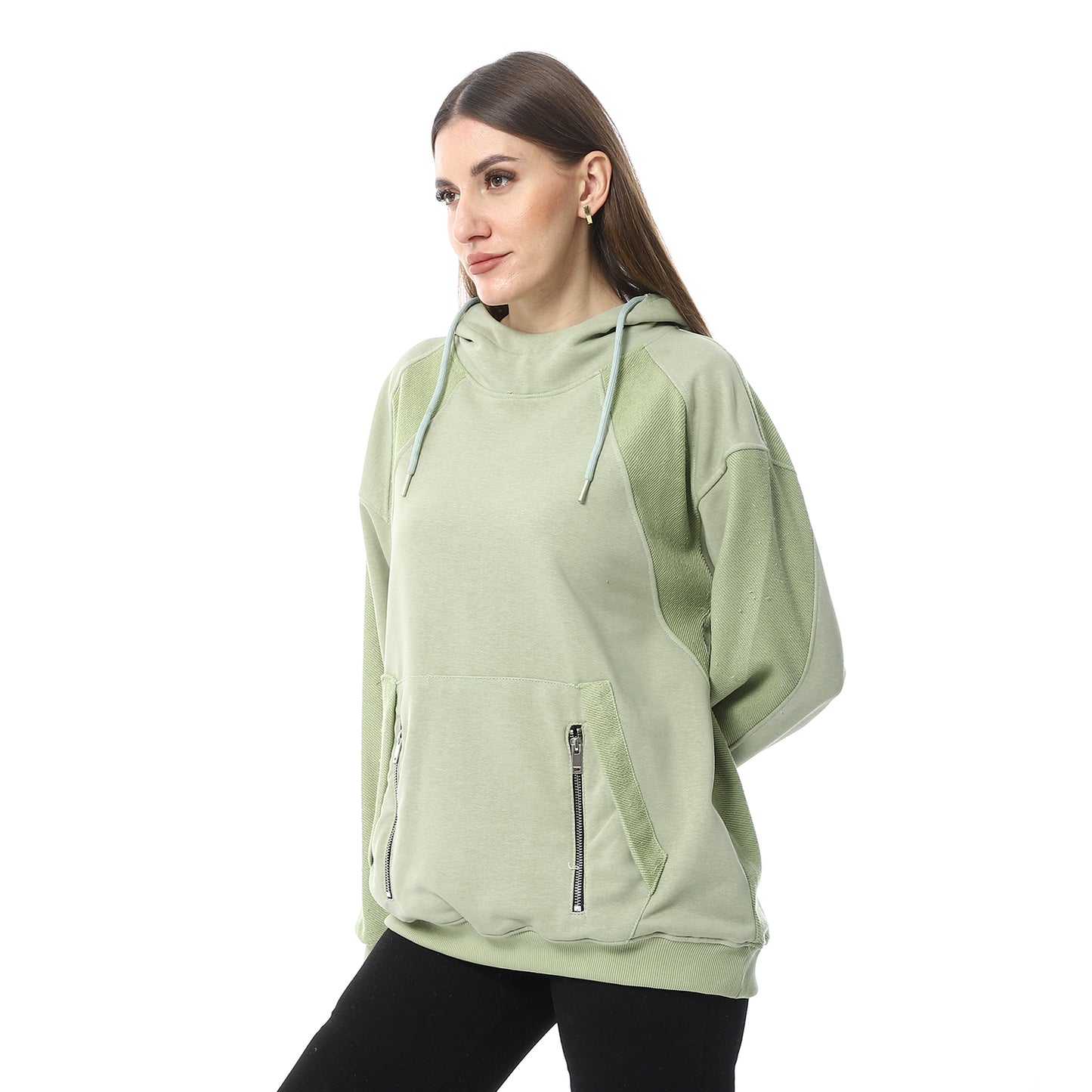 Pistachio Hoodie with Zipper Pockets