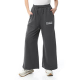 Dark Gray Simple Print Wide Leg Sweatpants