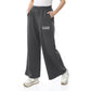 Dark Gray Simple Print Wide Leg Sweatpants