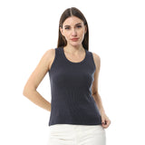 Navy Round Neck Basic Top