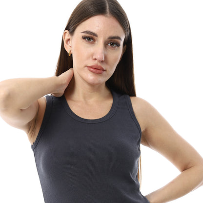 Navy Round Neck Basic Top