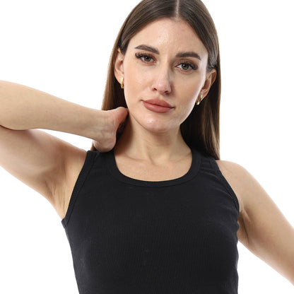 Black Round Neck Basic Top