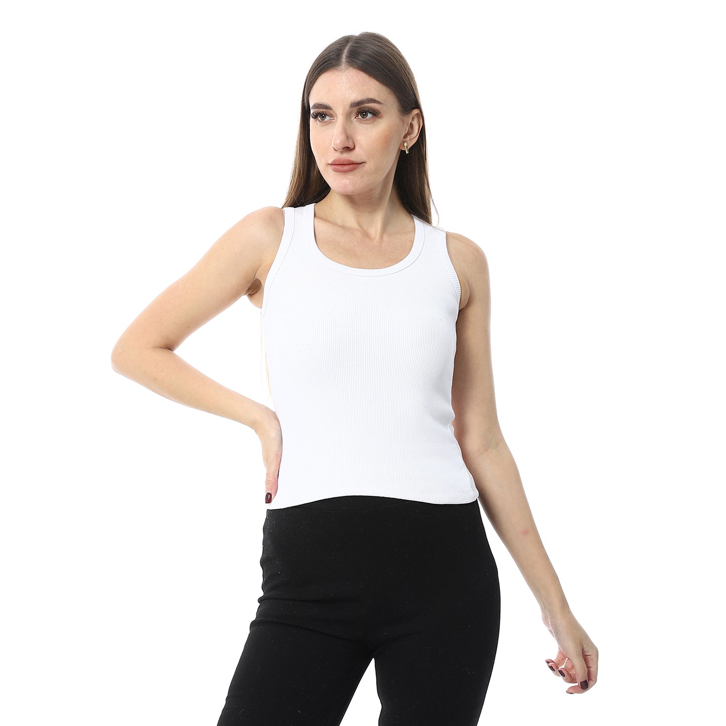 White Round Neck Basic Top