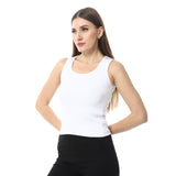 White Round Neck Basic Top