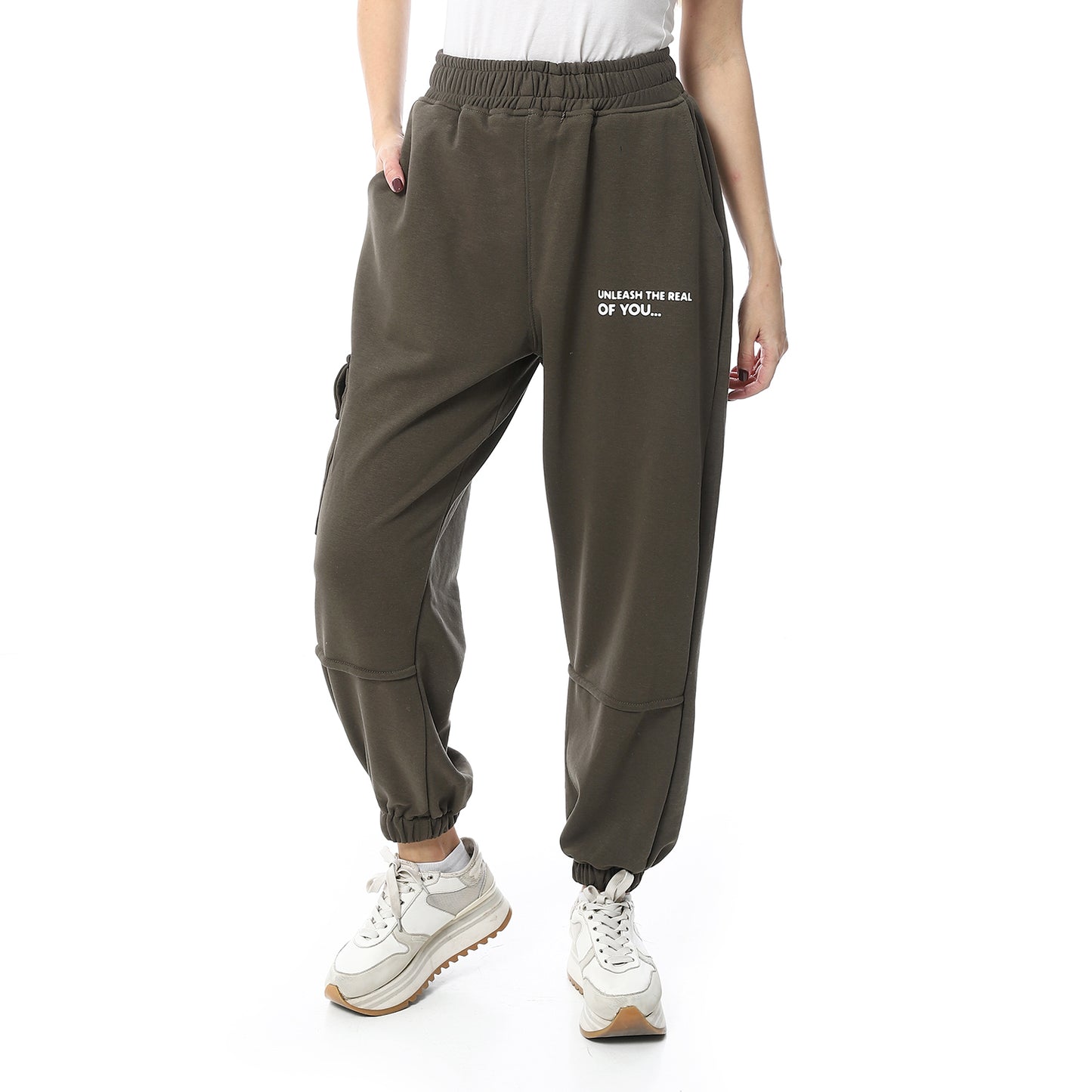 Olive Elastic Waist Sweatpants