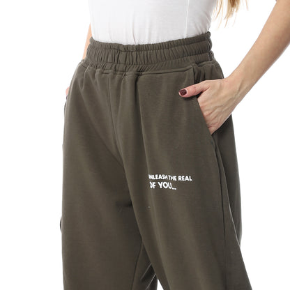 Olive Elastic Waist Sweatpants