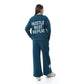 Petrol Blue Raglan Sleeve Printed Pajama Set