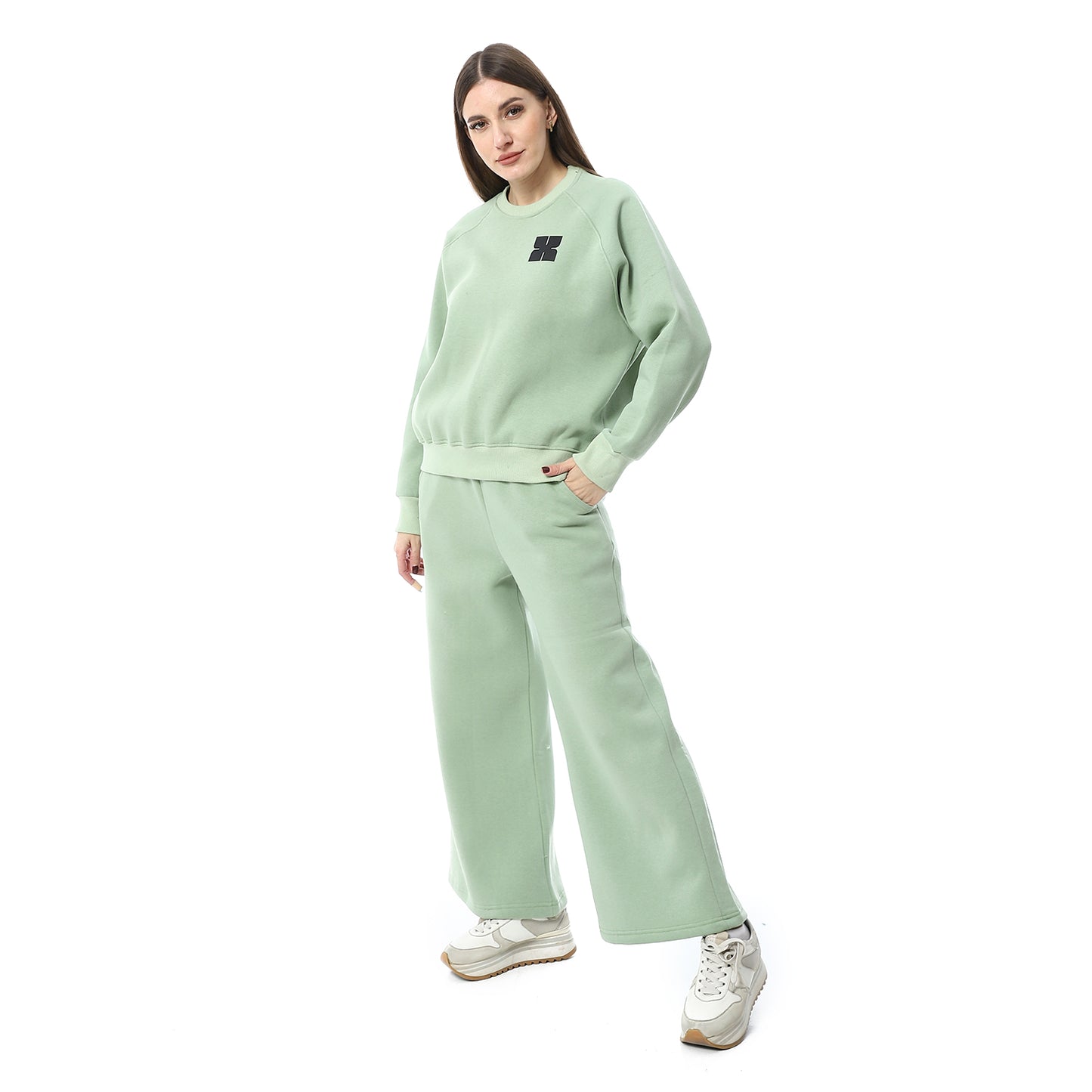 Mint Raglan Sleeve Printed Pajama Set