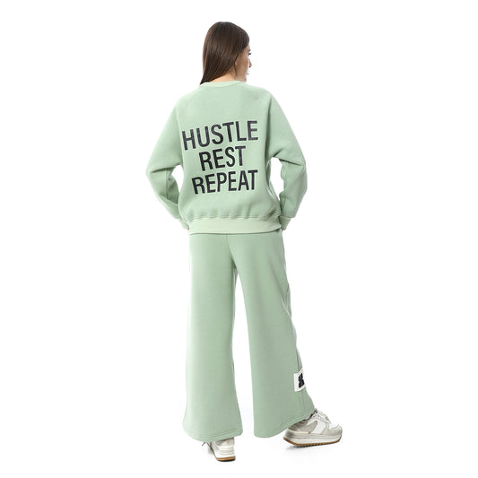 Mint Raglan Sleeve Printed Pajama Set