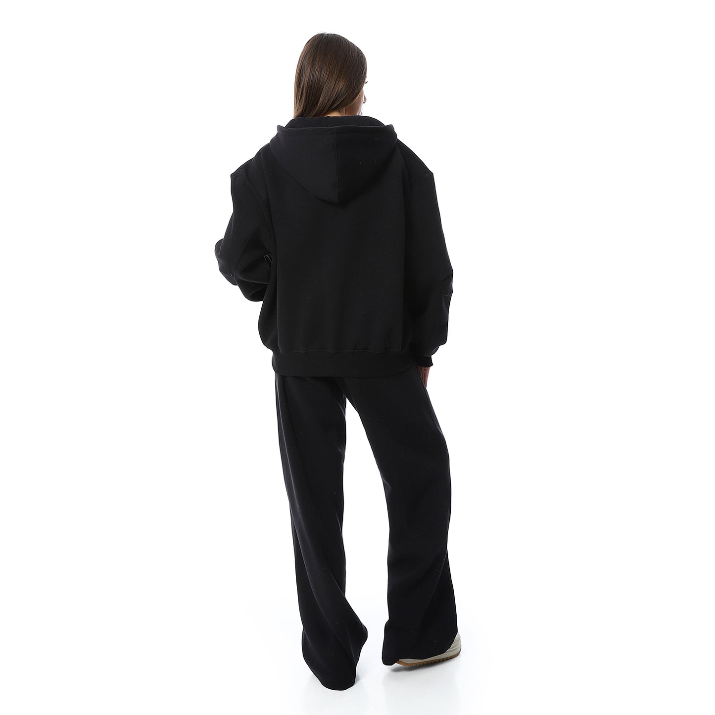 Black Zipper Hoodie & Sweatpants Pajama Set