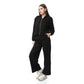 Black Suede Zip Hoodie & Wide-Leg Pants Pajama