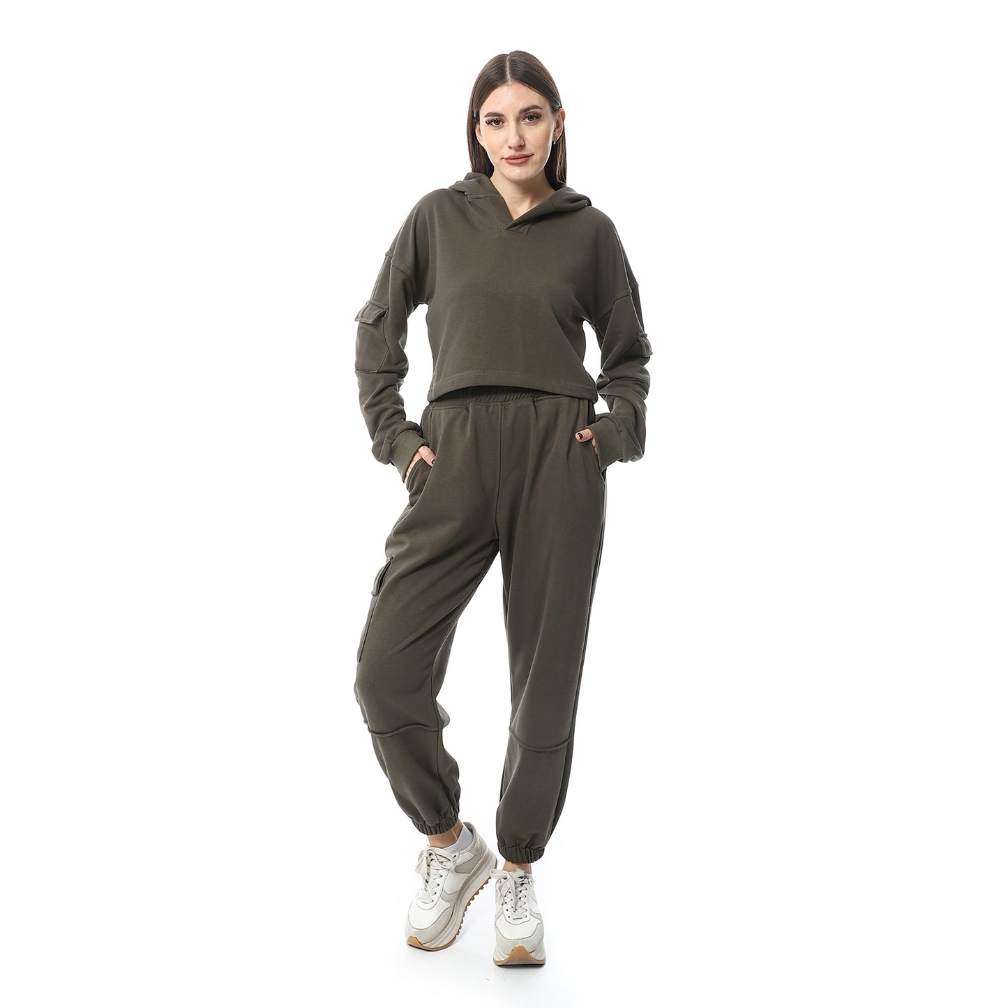 Olive High-Hip Hoodie & Sweatpants Pajama Set