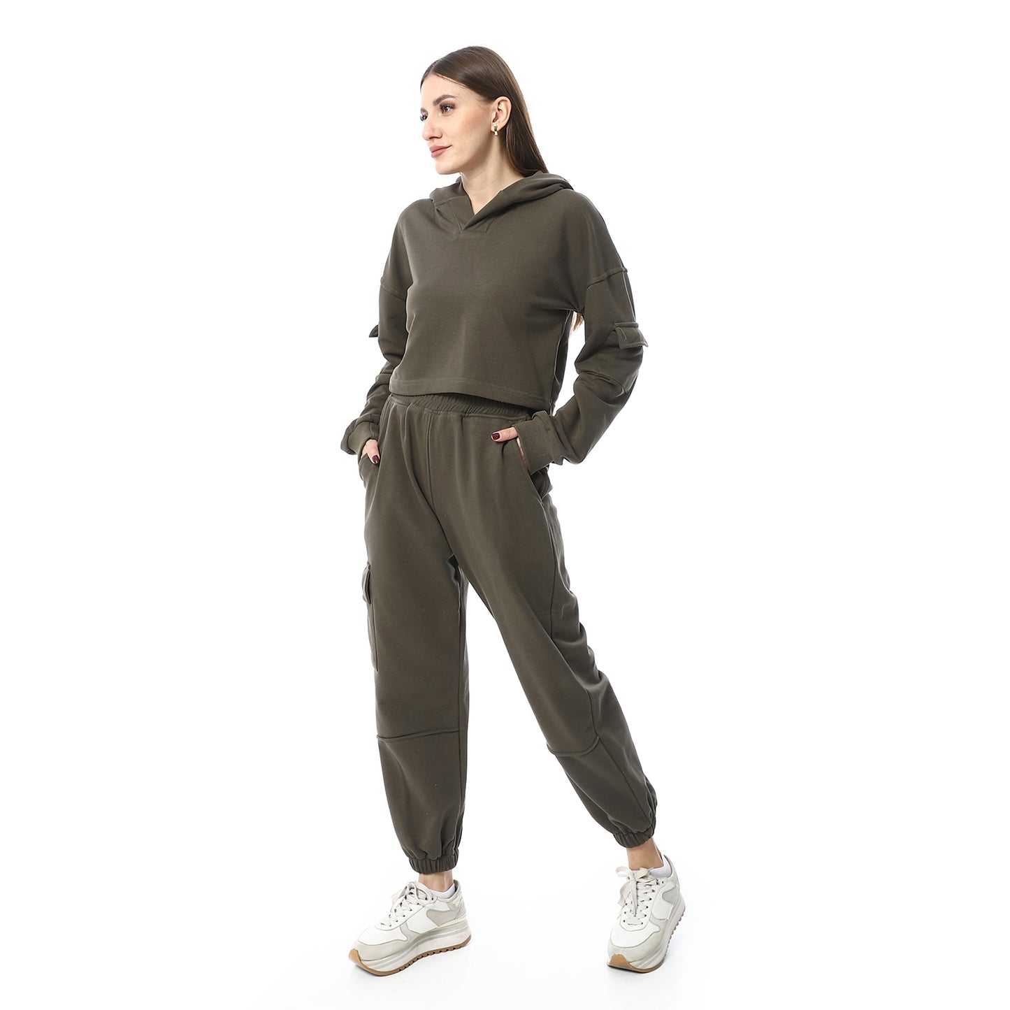 Olive High-Hip Hoodie & Sweatpants Pajama Set