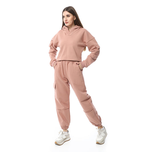 Cashmere High-Hip Hoodie & Sweatpants Pajama Set