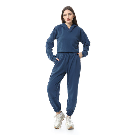 Indigo High-Hip Hoodie & Sweatpants Pajama Set