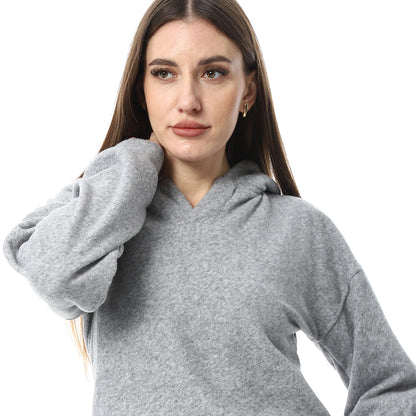 Gray High-Hip Hoodie & Sweatpants Pajama Set