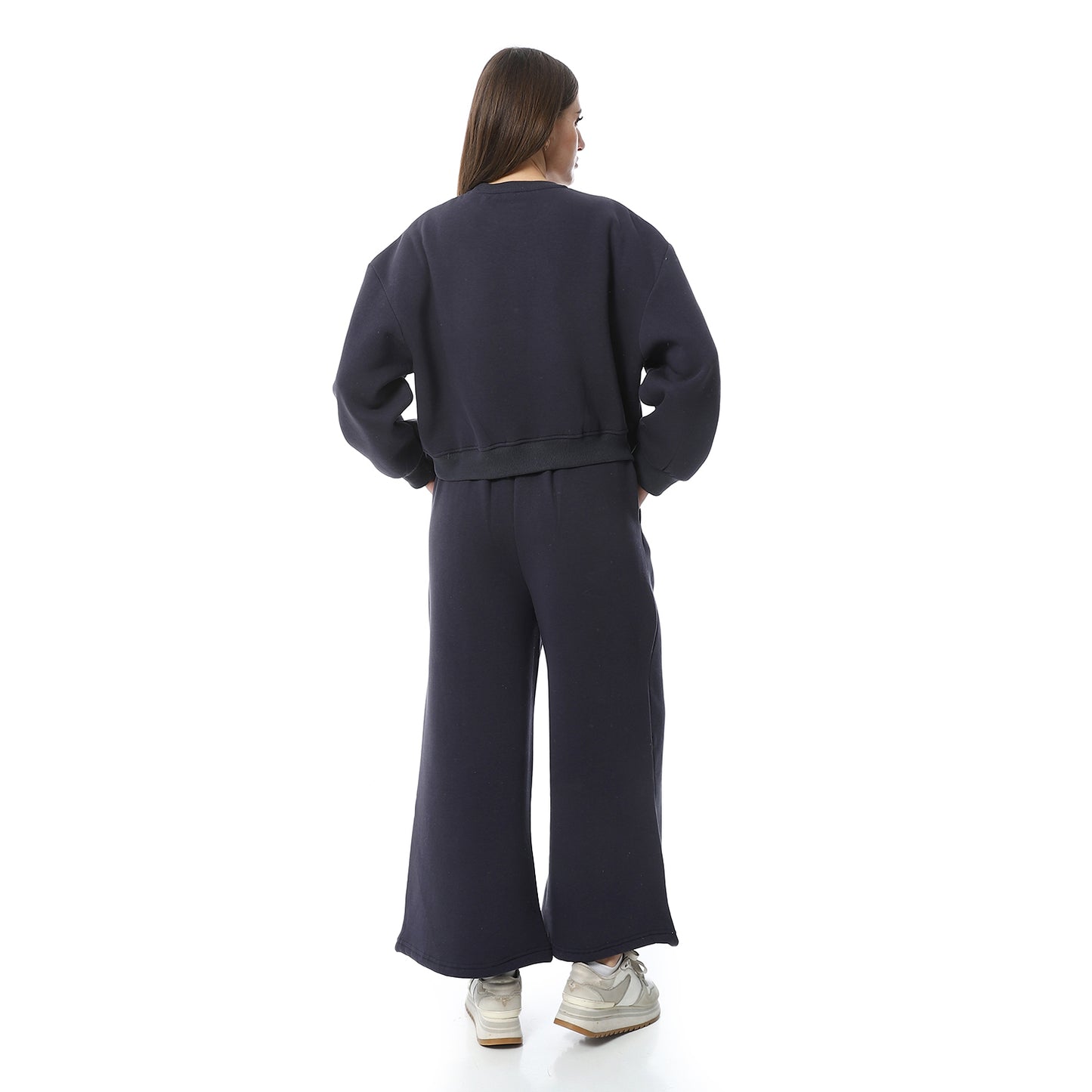 Navy Sweatshirt with Wide Leg Sweatpants Pajama